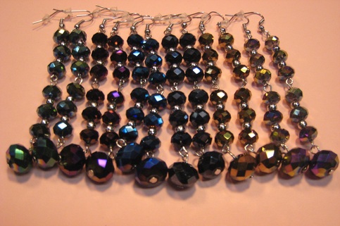 Long Metallic Crystal Earrings