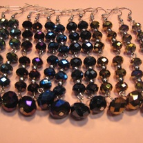 Long Metallic Crystal Earrings