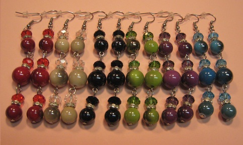 Long Crystal & Glass Earrings