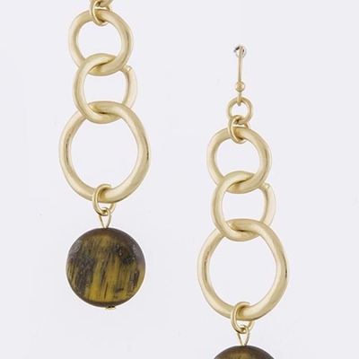 Circle linked brown earrings - Thumbnail 4