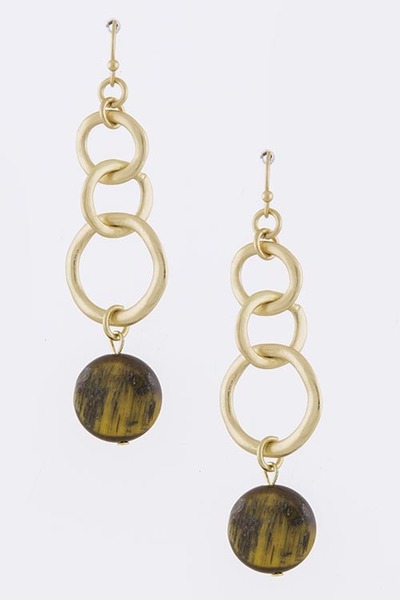 Circle Linked Brown Earrings