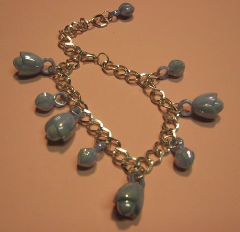 Metal & Blue Plastic Charm Bracelet