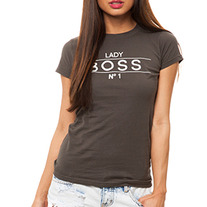 Lady Boss Tee in Charcoal