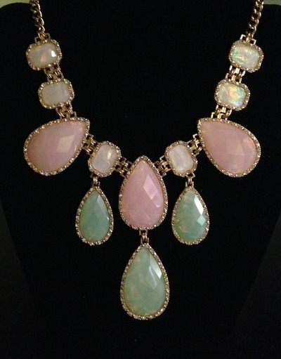 Mint & Pink Teardrop Jewel Necklace