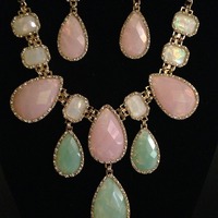 Mint & Pink Teardrop Jewel Necklace - Thumbnail 1