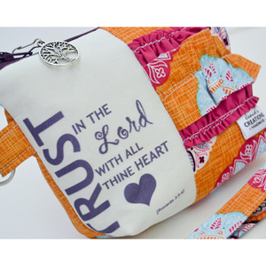 Small Zippered Wristlet/Clutch Accented with Ruffles and Scripture