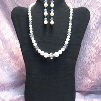 White Glass Pearl & Crystal Set