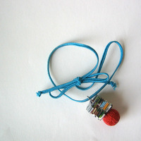 Eco-Necklace - Reclaimed Paper & Red Bead - Thumbnail 3