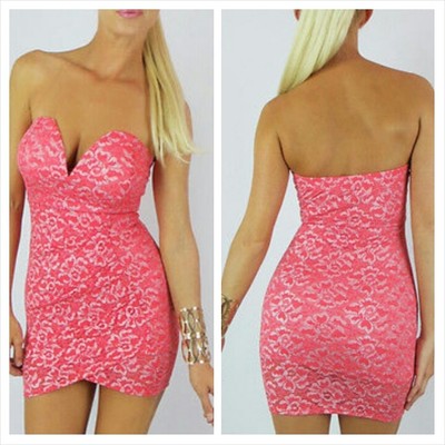 Coral lace bodycon