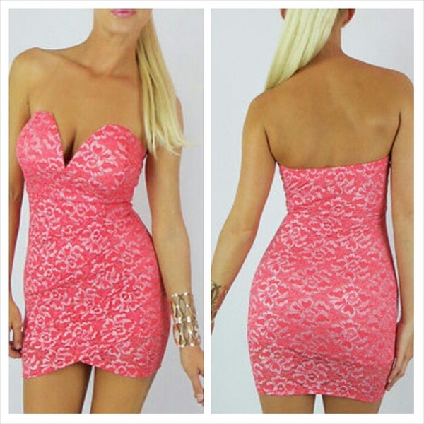 Coral Lace Bodycon