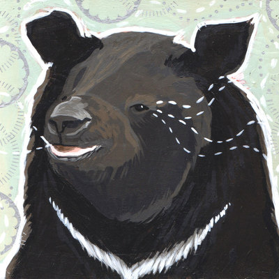 Sloth bear-art print-acrylic- archival print-8x8