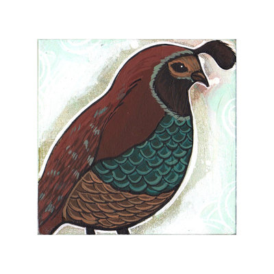 Brown quail- art print-illustration-acrylic-archival 8x8