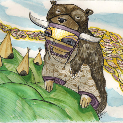 Warrior-art print-illustration -watercolor-archival-fine art-8x10