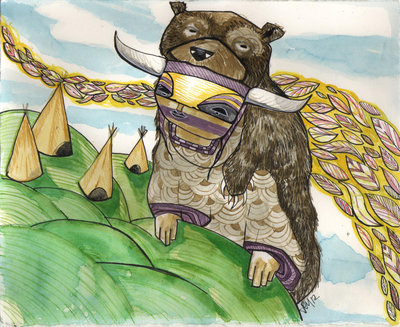 Warrior-Art Print-Illustration -Watercolor-Archival-Fine Art-8x10