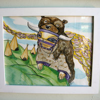 Warrior-Art Print-Illustration -Watercolor-Archival-Fine Art-8x10 - Thumbnail 1