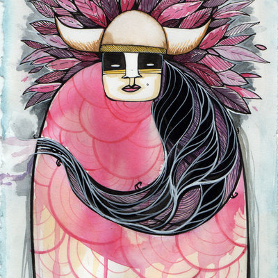 Warrior-art print- illustration-watercolor- fine art-8x10