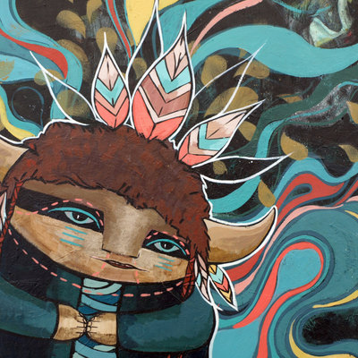 Pondering warrior- original painting- acrylic