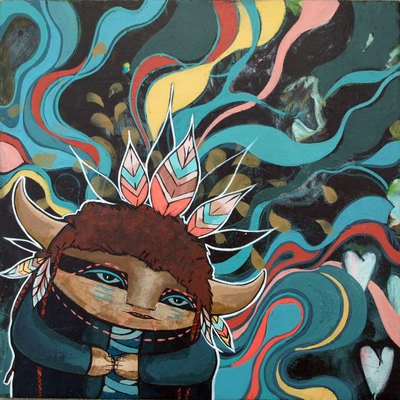 Pondering warrior- original painting- acrylic