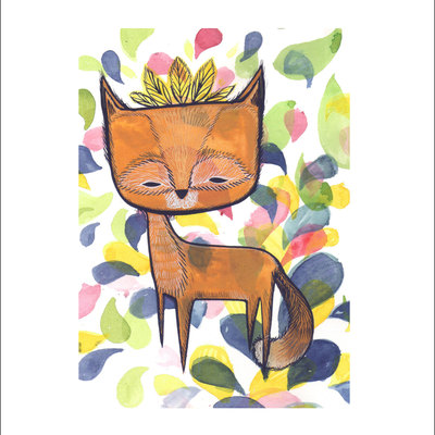 Fox - art print- watercolor- archival
