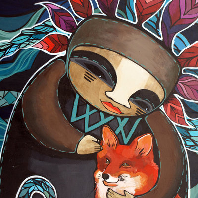 Fox and warrior- original painting- acrylic