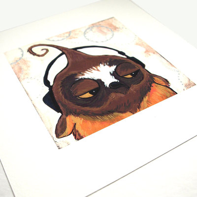 Listening owl -art print-acrylic-archival print-8x8