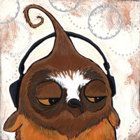 Listening Owl -Art Print-Acrylic-Archival Print-8x8 - Thumbnail 1