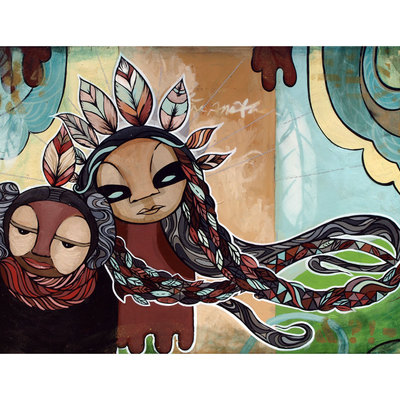 People of the wind -  large archival print - 13x19 - painting