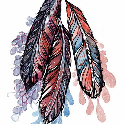 Love feathers- art print-watercolor-illustration- archival- 8x10
