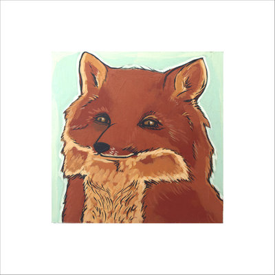 Foxy fox- original painting-acrylic-fine art-5x5