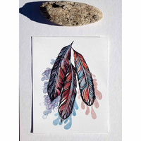 Love Feathers- Art Print-Watercolor-Illustration- Archival- 8x10 - Thumbnail 1