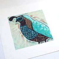 Blue Quail-Art Print-Acrylic- Archival-8x8 - Thumbnail 1