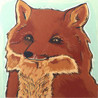 Foxy Fox- Original Painting-Acrylic-Fine Art-5x5 - Thumbnail 1