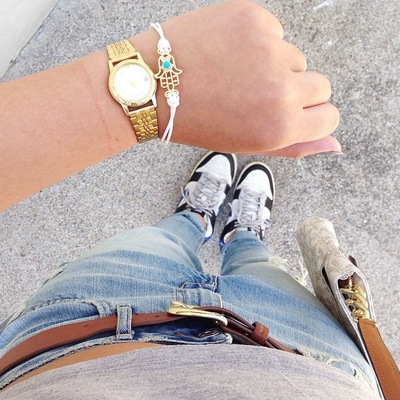 White hamsa rope bracelet