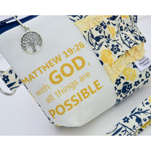 Small Zippered Wristlet/Clutch Accented with Ruffles and Scripture