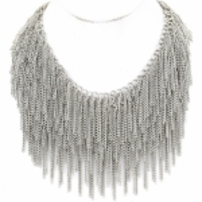 Chain link fringe choker necklace