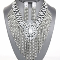 Fringe Statement Arcylic Rhinestone necklace - Thumbnail 2
