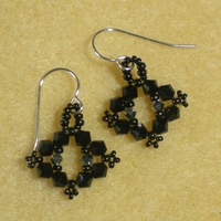 Black Crystal and Sterling Earrings - Thumbnail 1