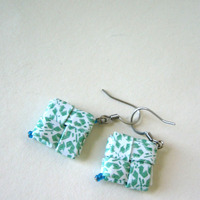 Eco-Chic Earrings - Recycle Symbol Pattern - Green and White - Thumbnail 4