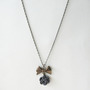 Long Strand Flower Necklace. Large Bow and Rose Charm Necklace. Gray Rose Necklace. Victorian Jewelry-1