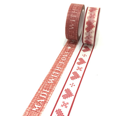 Washi tape set: Made with love in Red