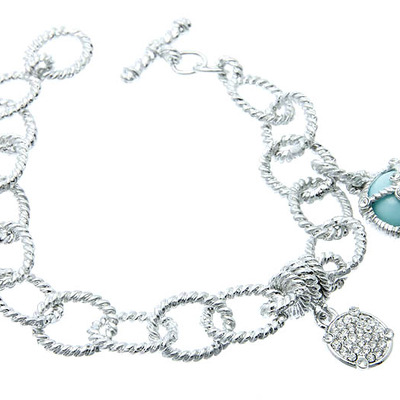 Crystal stone toggle bracelet