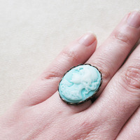 Large Victorian Lady Ring - Pastel Blue - Thumbnail 1