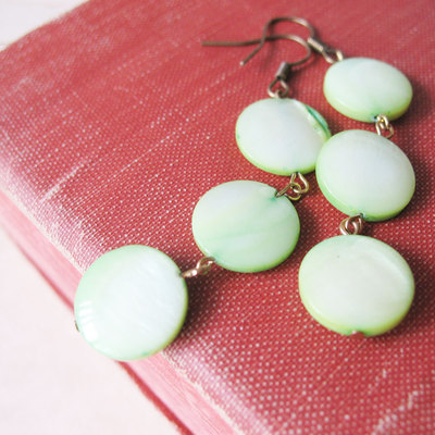 Pastel Green Dangle Stone Earrings