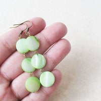 Pastel Green Dangle Stone Earrings - Thumbnail 1