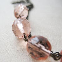 Peach Butterfly Beaded Necklace. Spring Jewelry. - Thumbnail 3