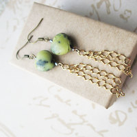 Boho Chic Fossil Heart Earrings. Bohemian Jewelry.  Under 20 - Thumbnail 4