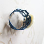 White Flower Adjustable Ring. Cobalt Blue Flower Cameo Ring.-1