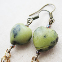 Boho Chic Fossil Heart Earrings. Bohemian Jewelry.  Under 20 - Thumbnail 2