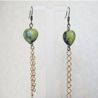 Boho Chic Fossil Heart Earrings. Bohemian Jewelry.  Under 20 - Thumbnail 3