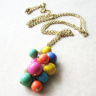 Long strand necklace. vintage beaded necklace. pastel color jewelry.  i want candy